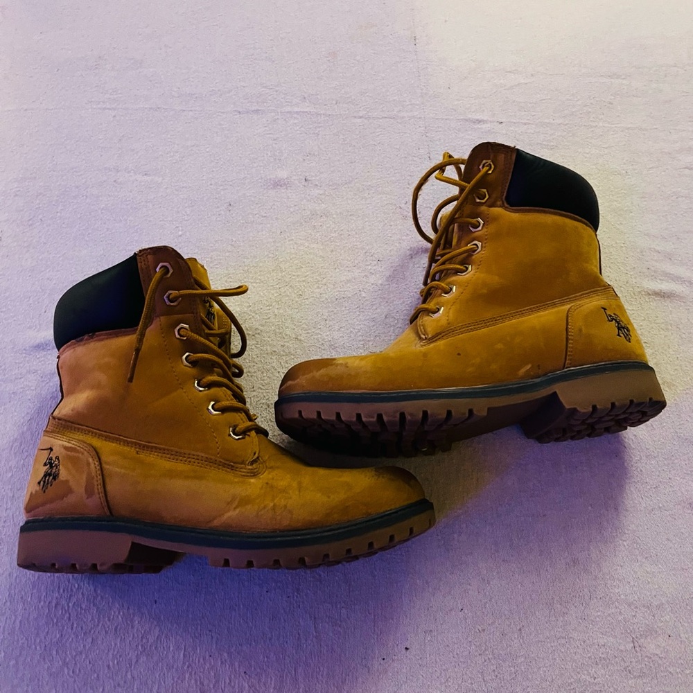 Polo by Ralph Lauren Tan Leather Boots with Black Accents